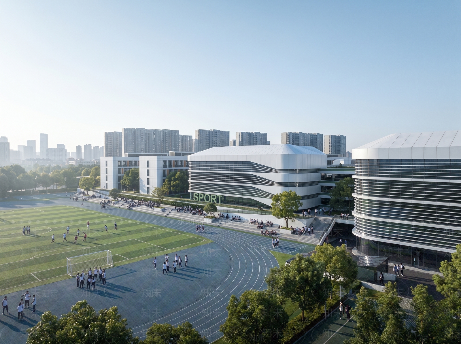现代主义学校建筑SU模型下载【ID:1232769523】