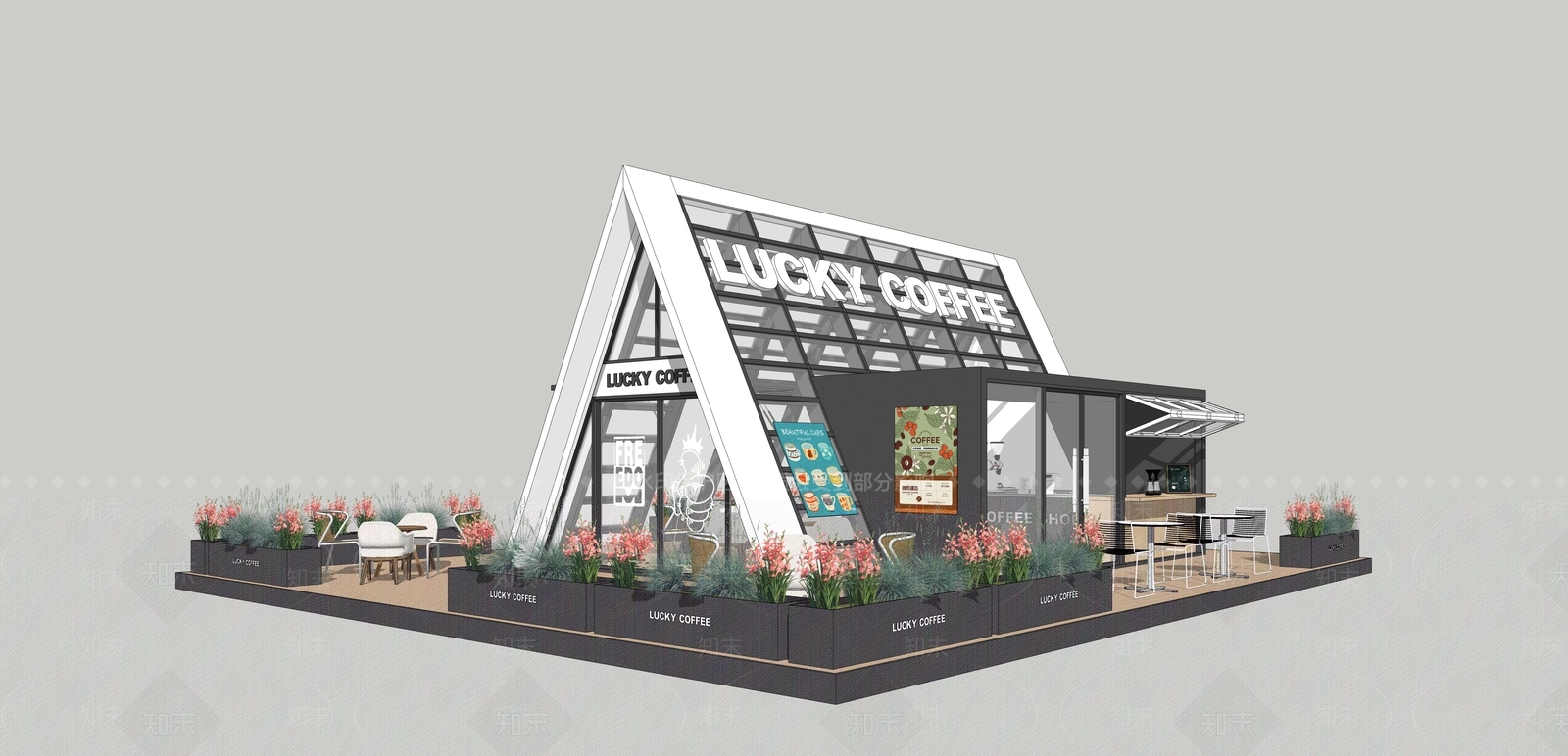 现代主义餐饮建筑SU模型下载【ID:1232770673】