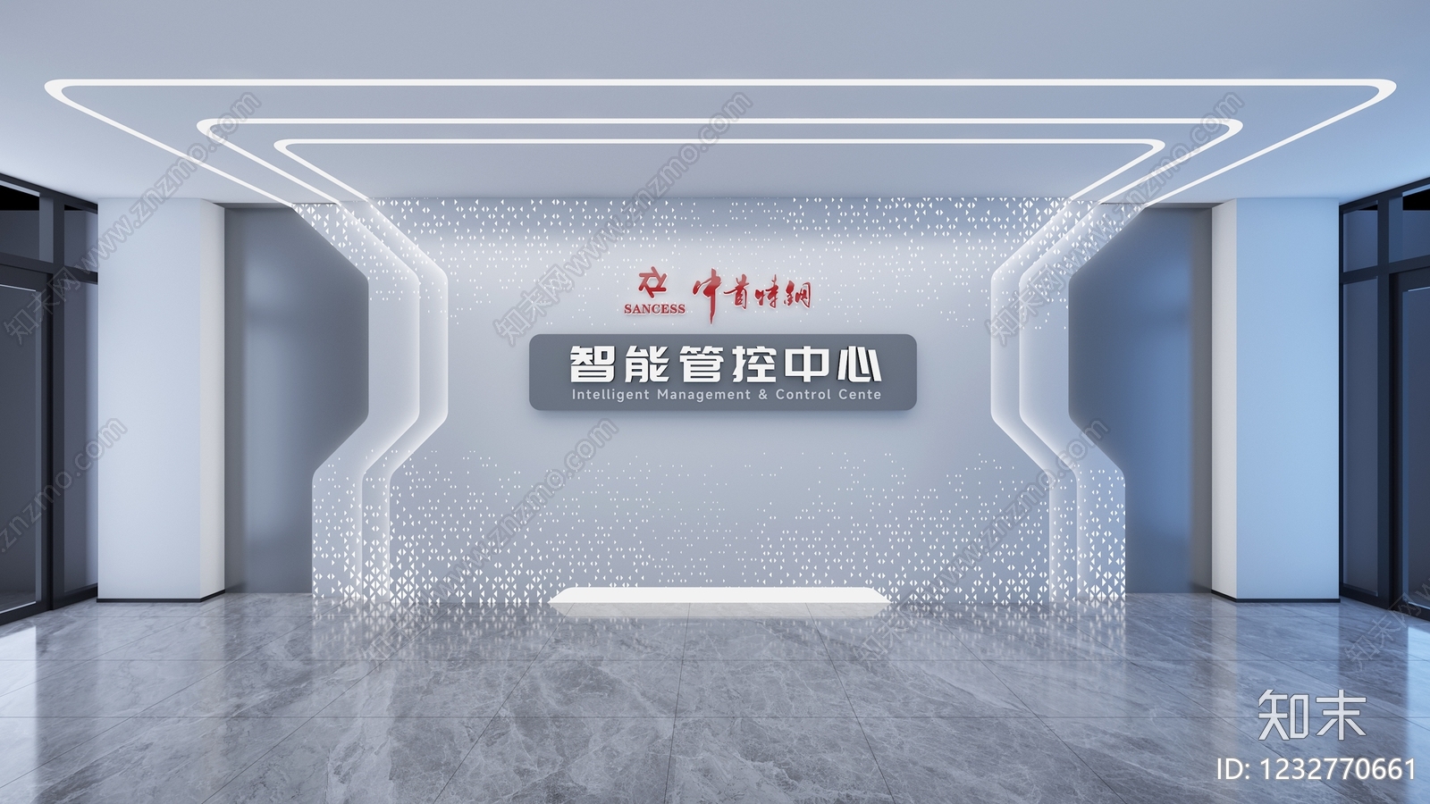 现代指挥中心3D模型渲染效果图
