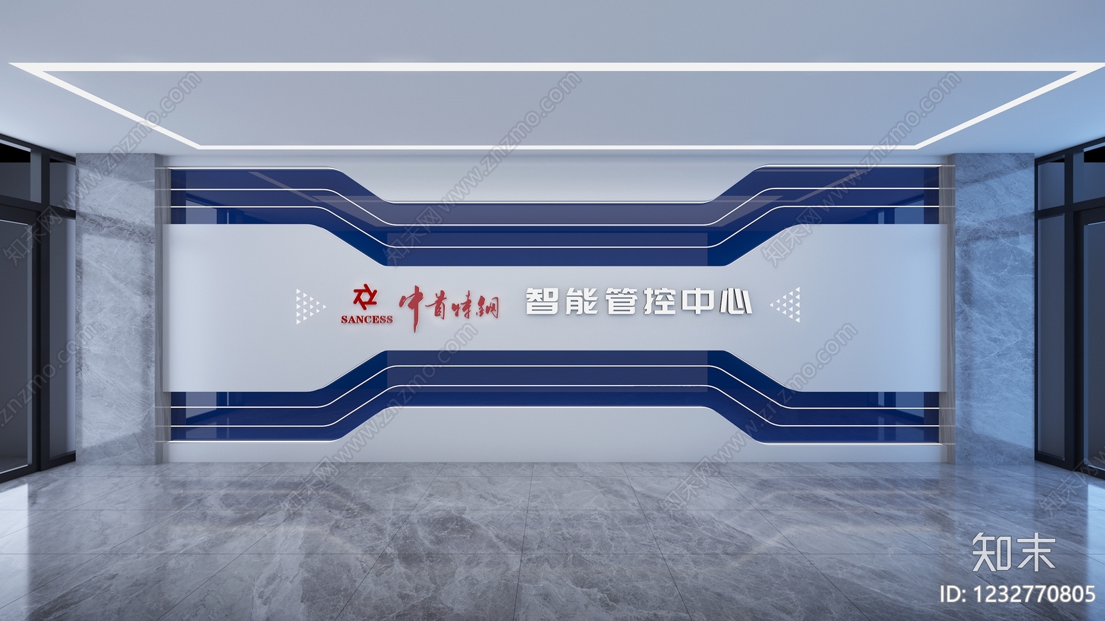 现代指挥中心3D模型渲染效果图
