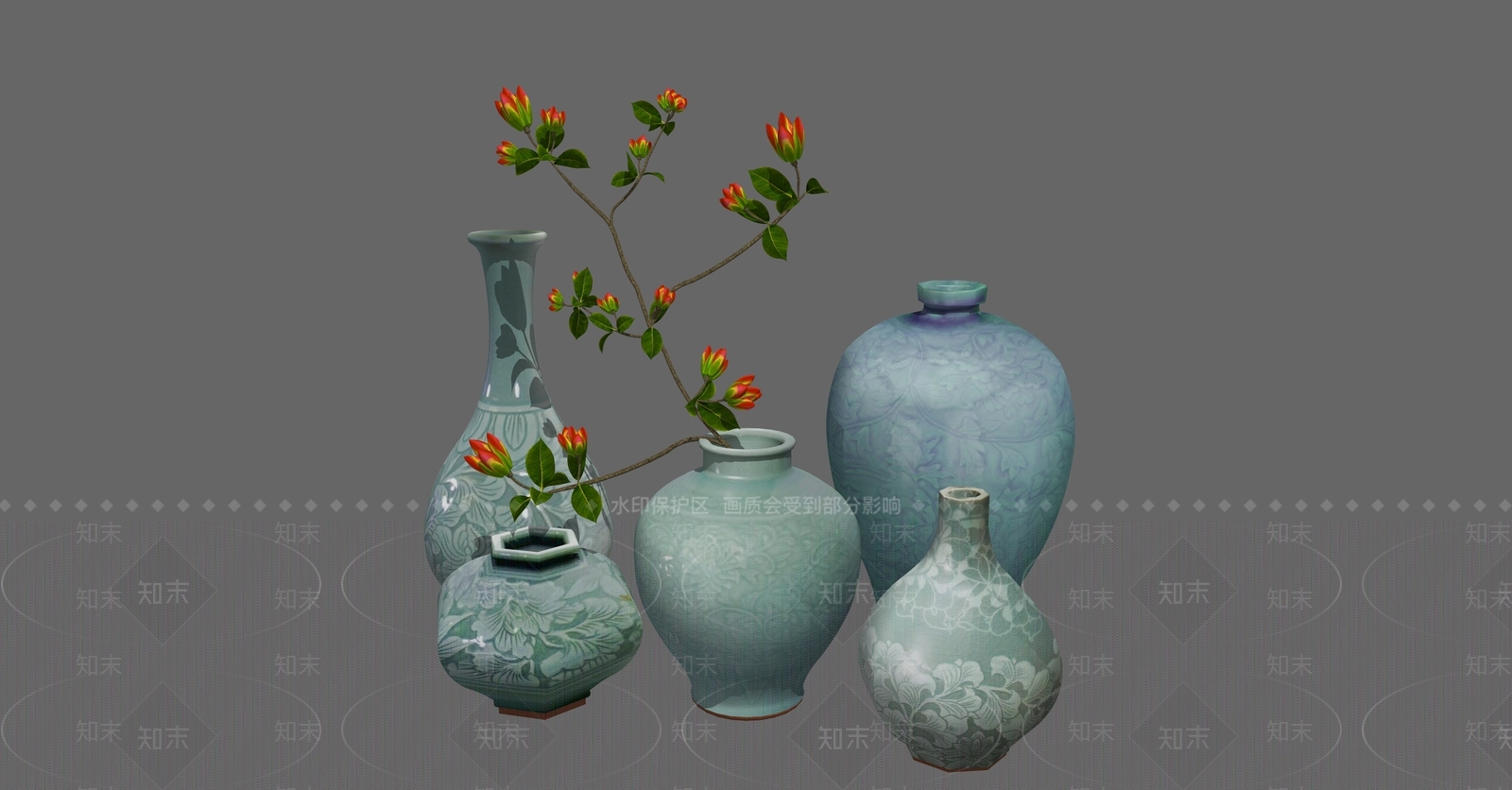 中式摆件组合SU模型下载【ID:1232771661】