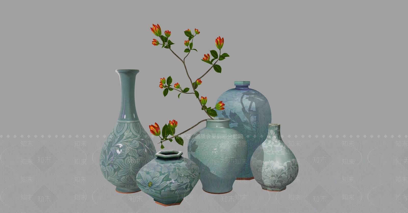 中式摆件组合SU模型下载【ID:1232771661】