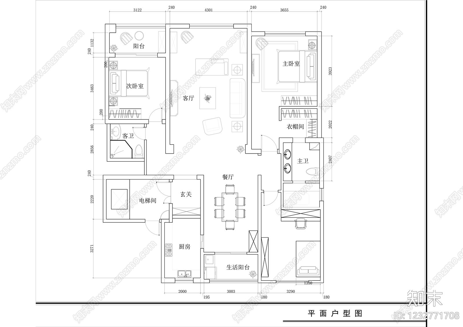 大平层cad施工图下载【ID:1232771708】