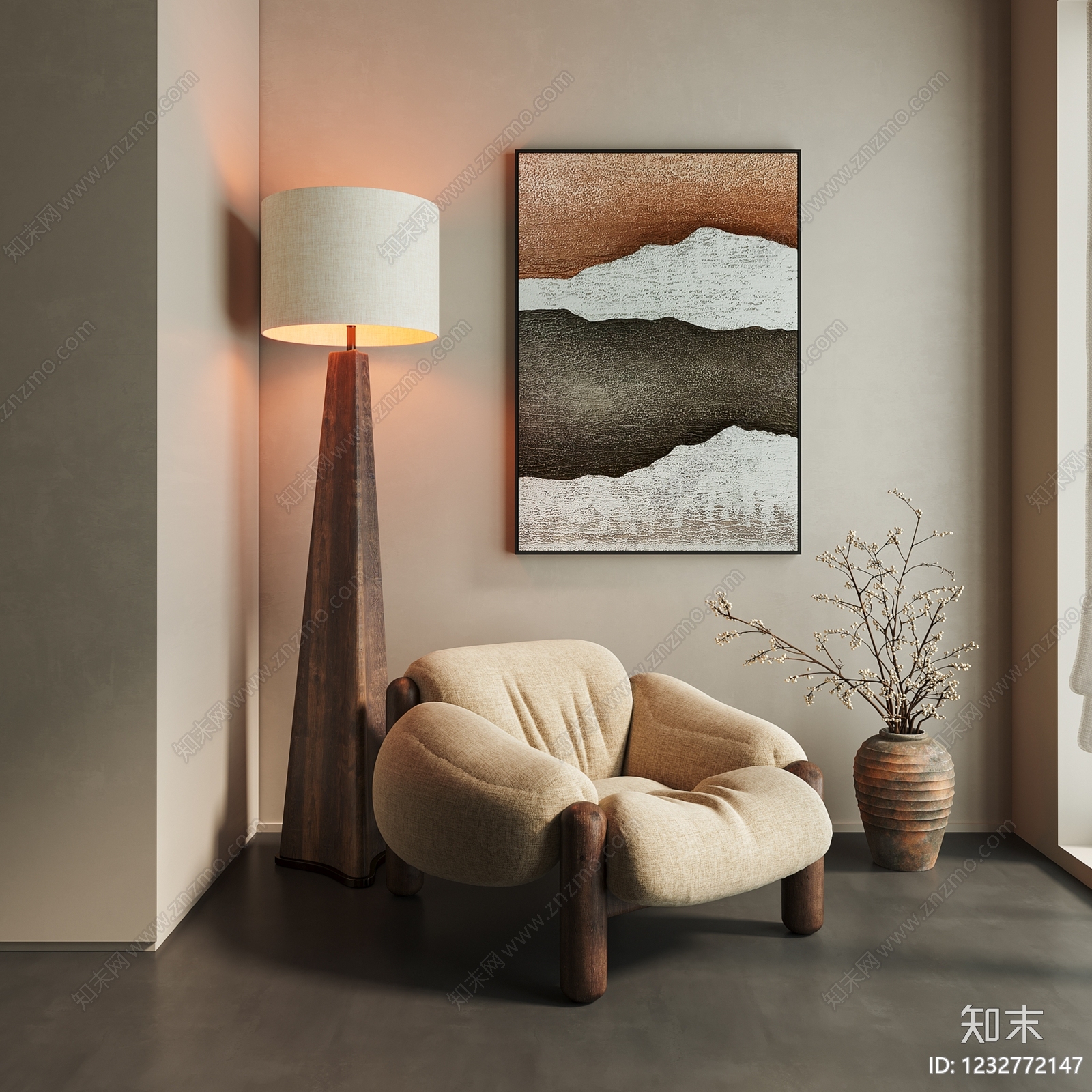 中古风休闲椅3D模型下载【ID:1232772147】