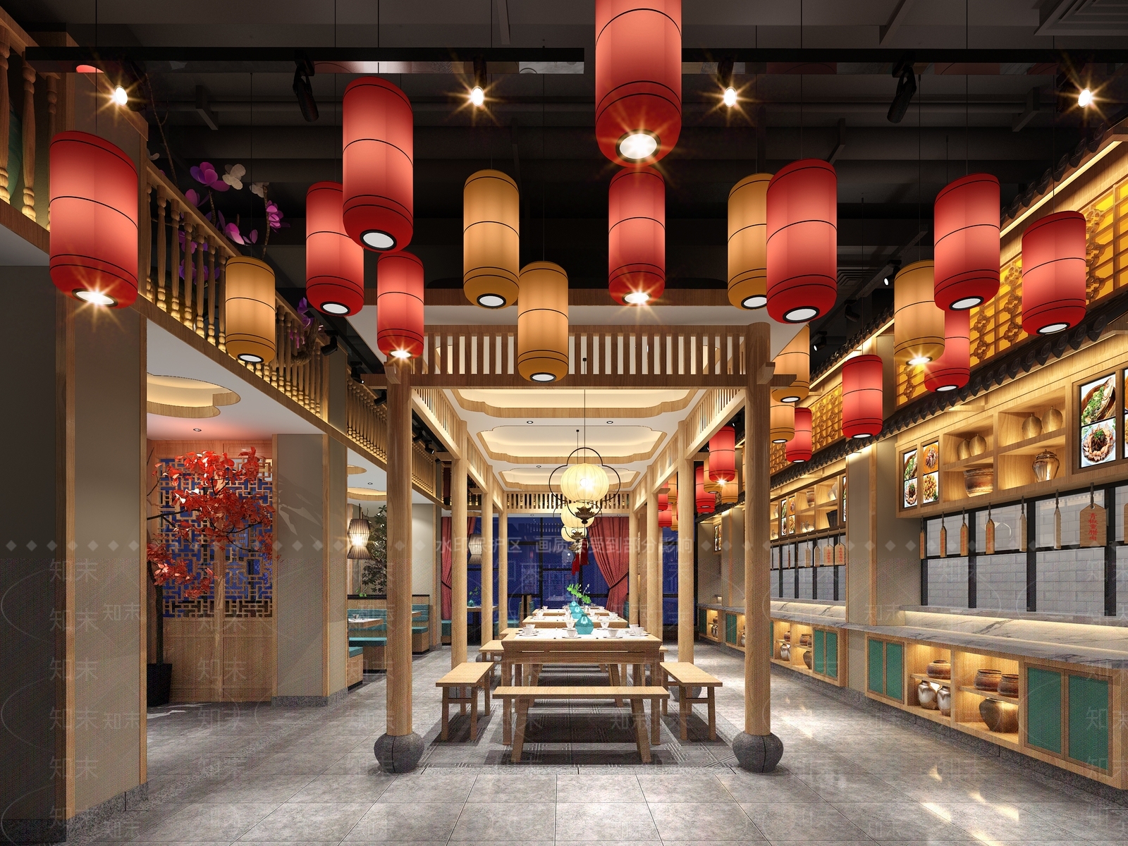 新中式中餐厅3D模型下载【ID:1232772674】