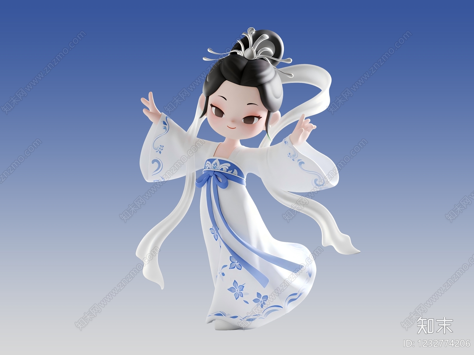 新中式虚拟人物3D模型下载【ID:1232774206】
