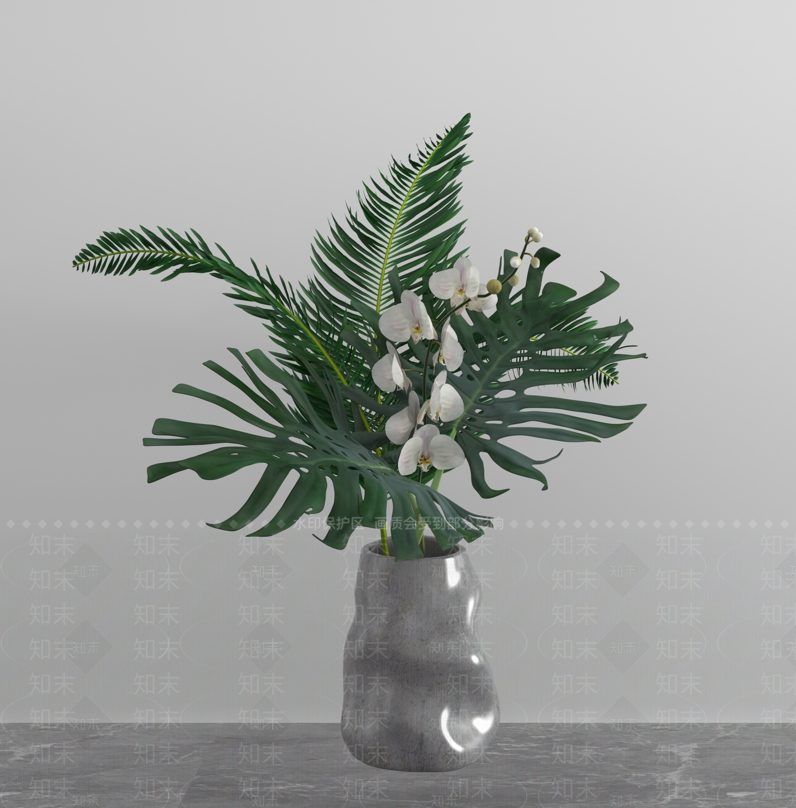 极简花草组合3D模型下载【ID:1232778159】