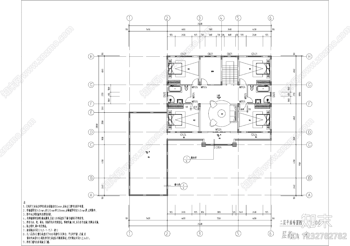 别墅建筑cad施工图下载【ID:1232782782】