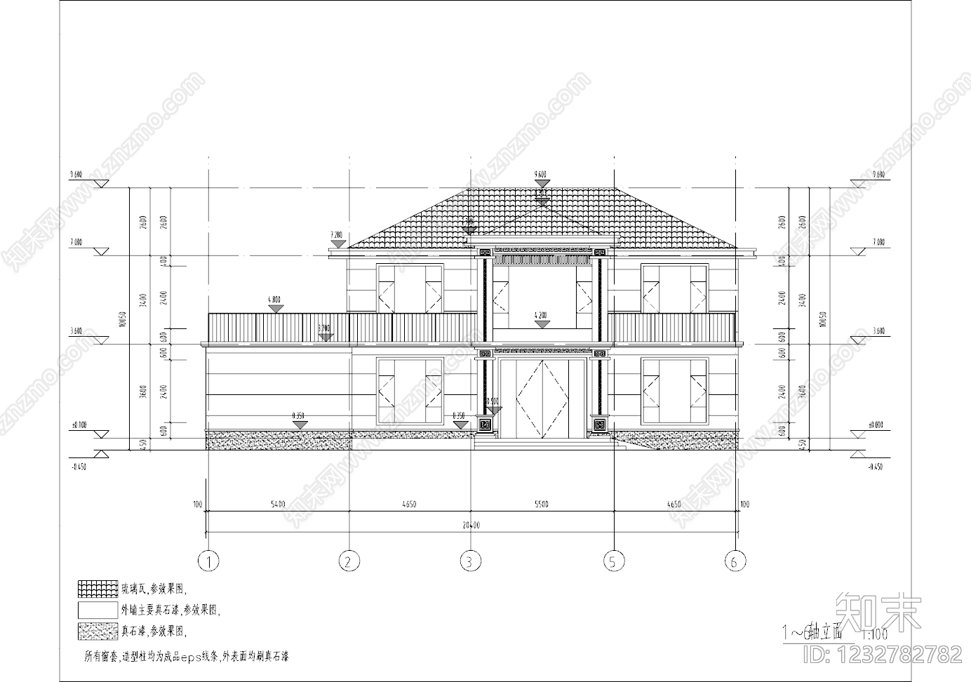 别墅建筑cad施工图下载【ID:1232782782】
