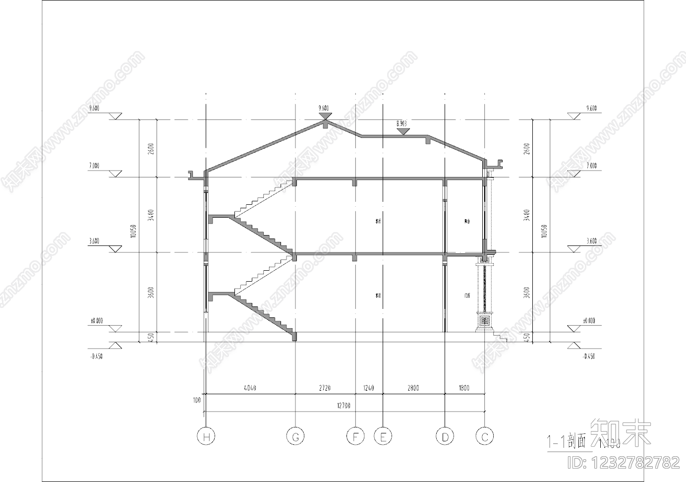 别墅建筑cad施工图下载【ID:1232782782】