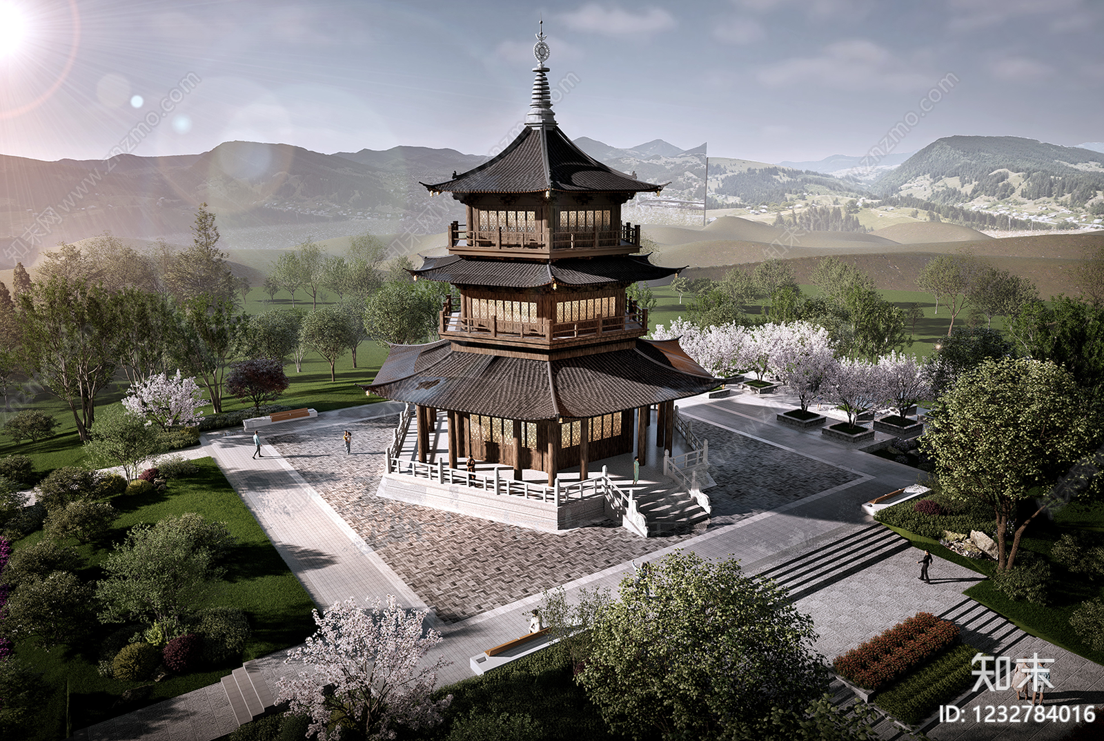 中式古建古建筑SU模型下载【ID:1232784016】