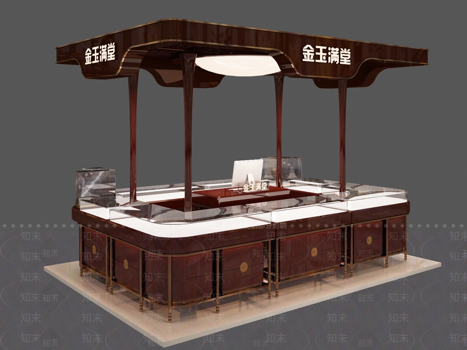 新中式珠宝店3D模型渲染效果图