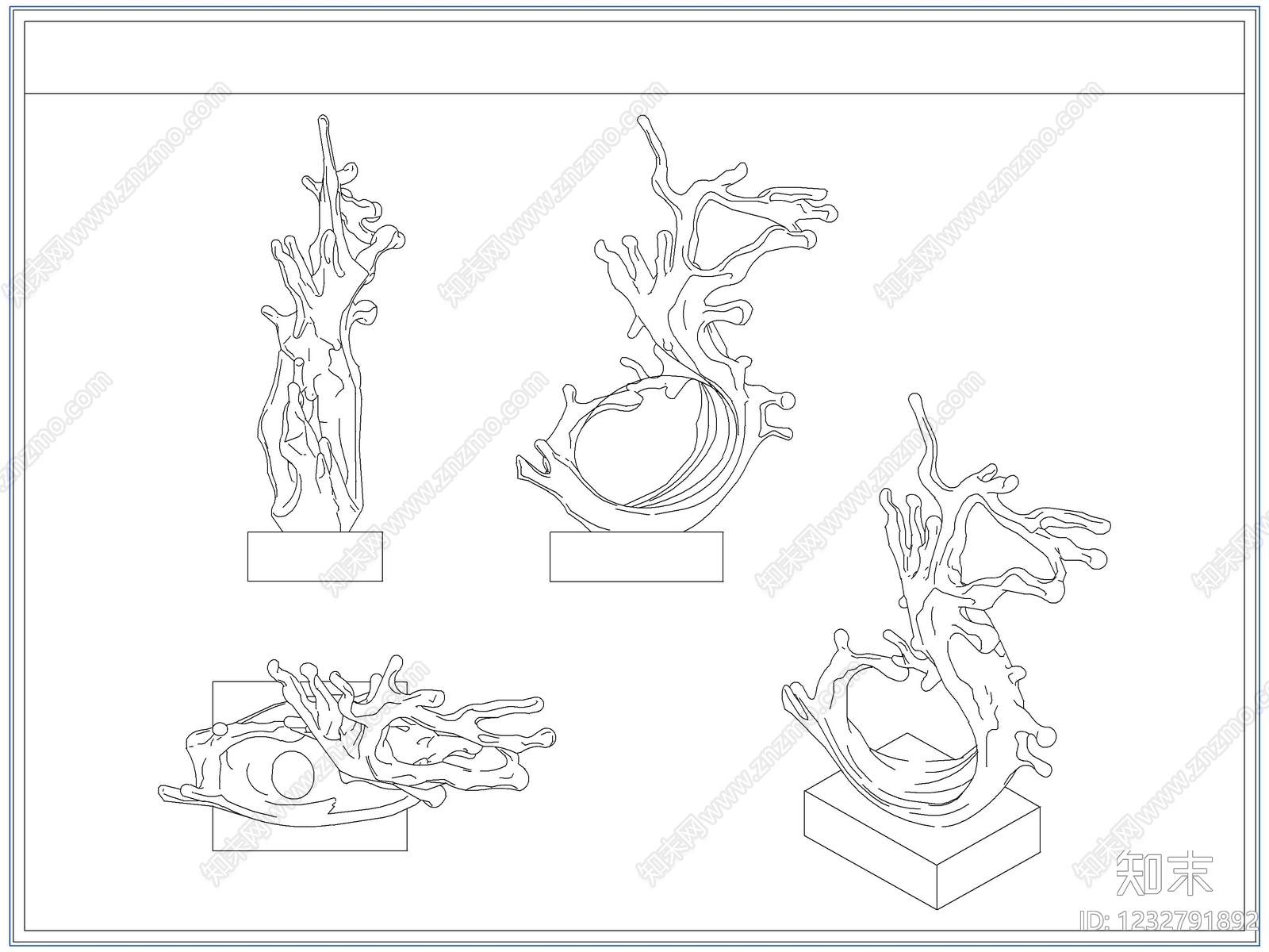 综合软装摆件图库cad施工图下载【ID:1232791892】