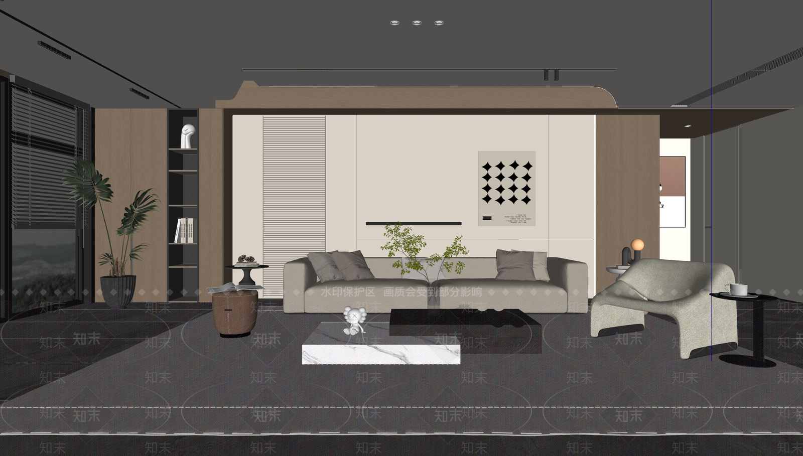 意式极简家居客厅SU模型下载【ID:1232796320】