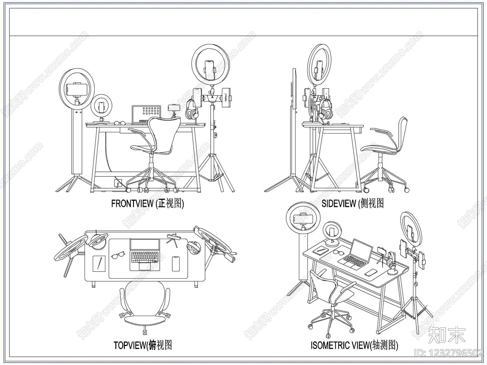 桌椅cad施工图下载【ID:1232796502】