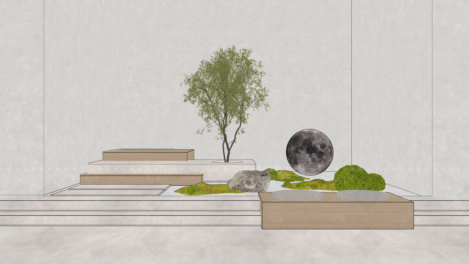 禅意室内景观SU模型下载【ID:1232797849】