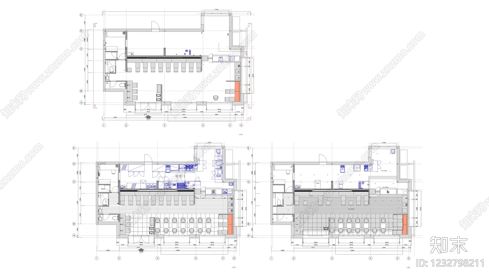 餐饮建筑cad施工图下载【ID:1232798211】