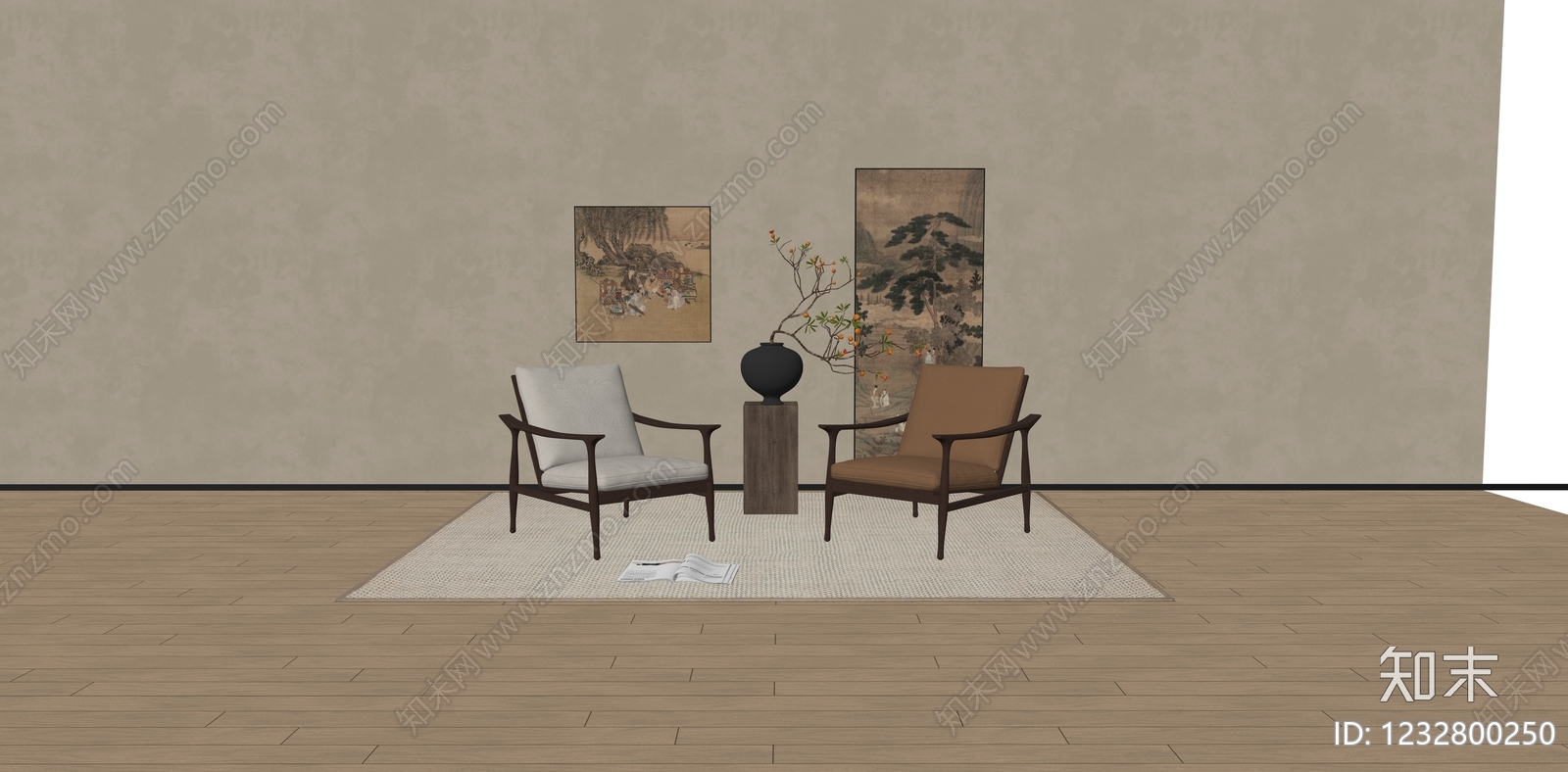 新中式休闲椅SU模型下载【ID:1232800250】