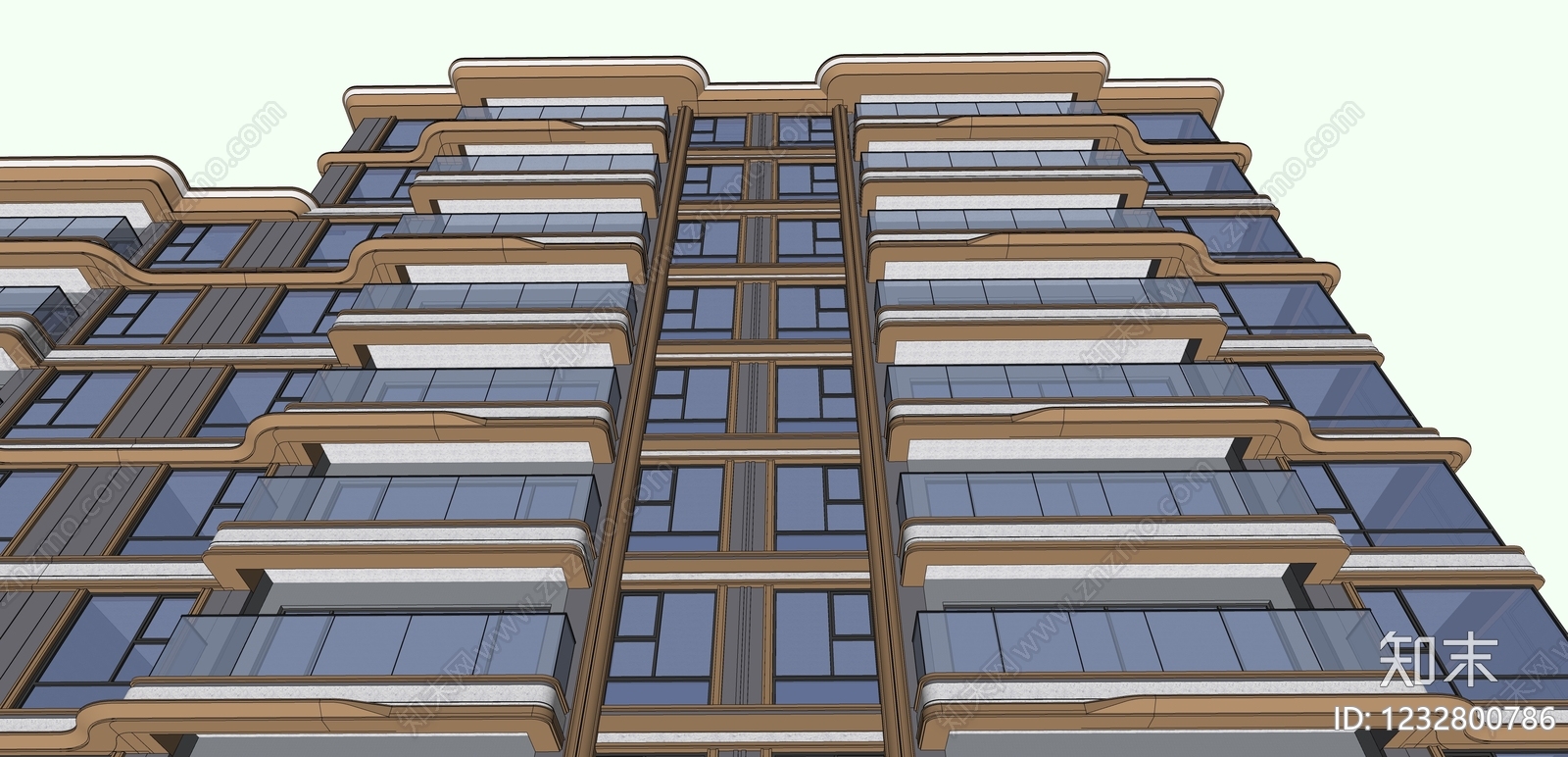 轻奢小高层住宅楼SU模型下载【ID:1232800786】