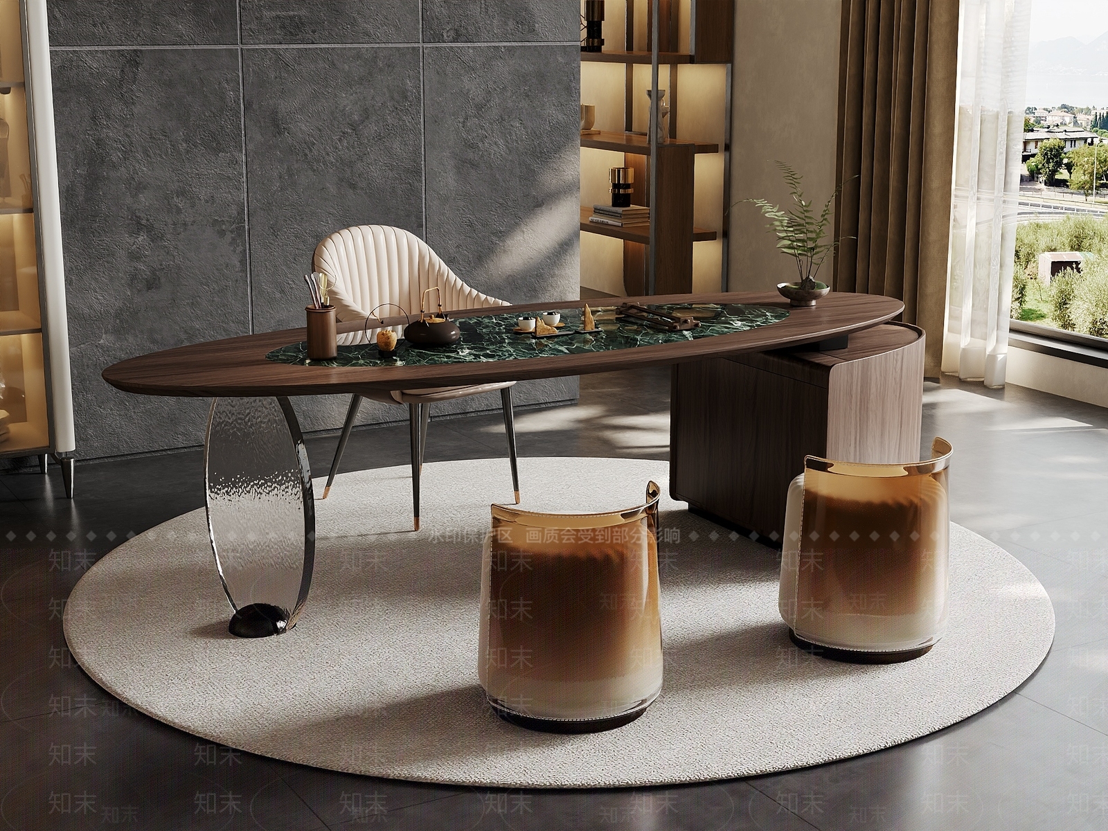 新中式茶桌椅3D模型下载【ID:1232800915】