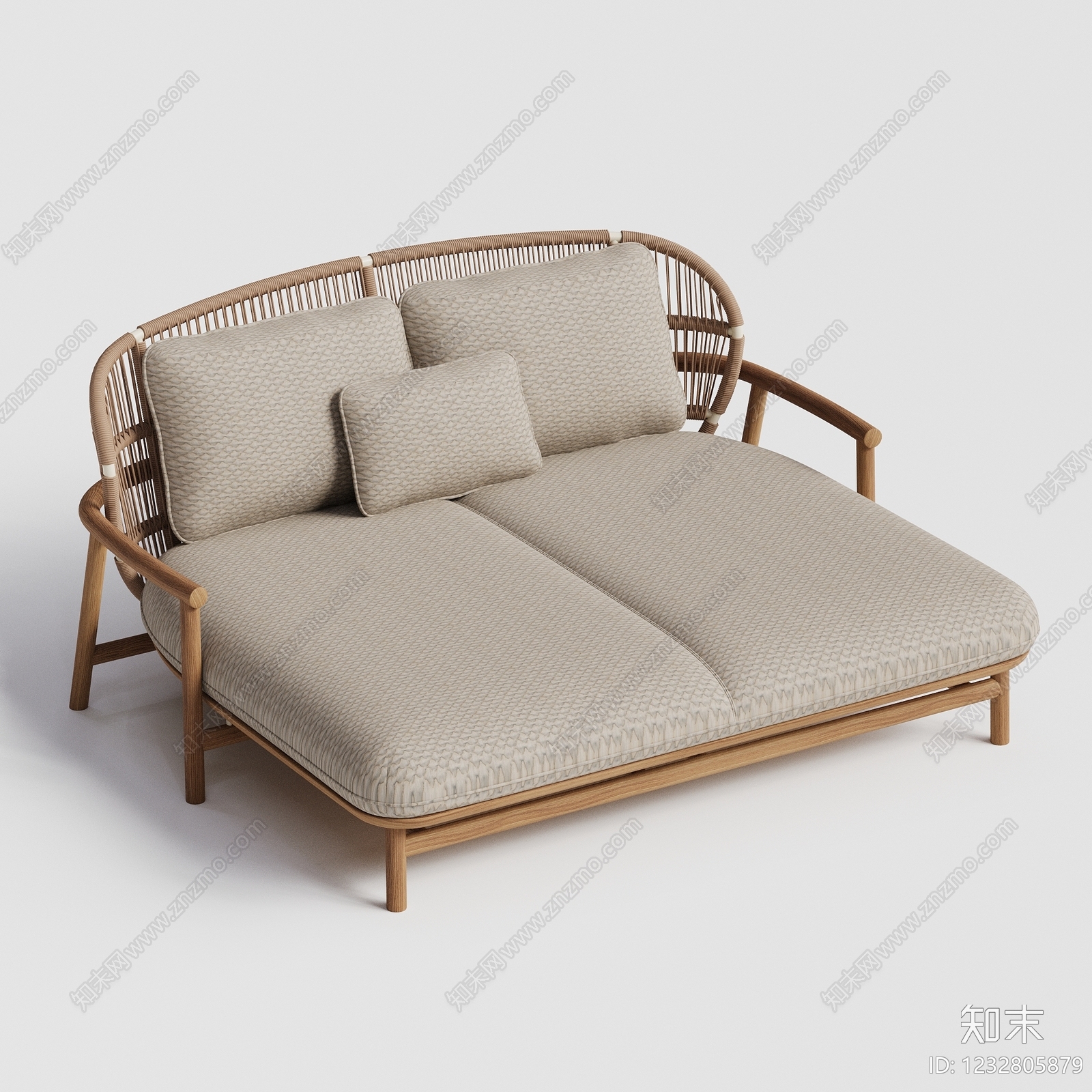 原木风贵妃椅SU模型下载【ID:1232805879】