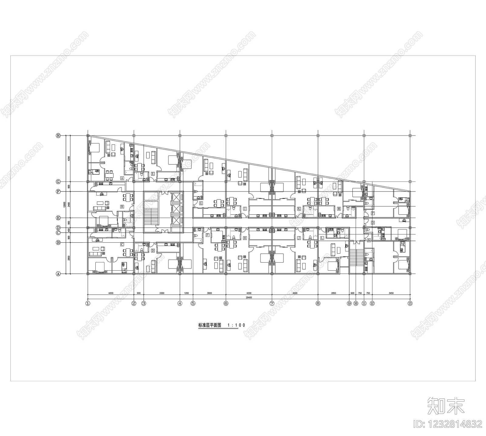 loft公寓cad施工图下载【ID:1232814832】