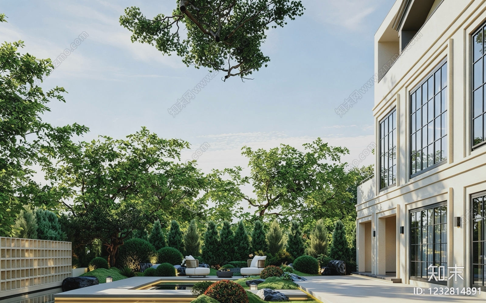 新中式景观庭院3D模型下载【ID:1232814891】