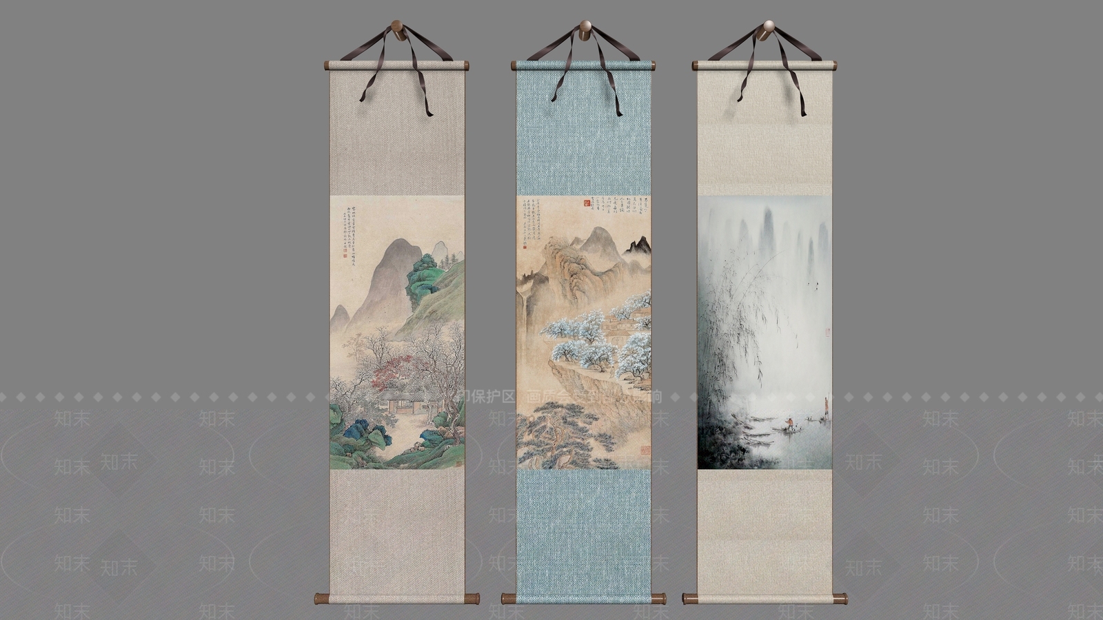 中式山水画3D模型下载【ID:1232815939】