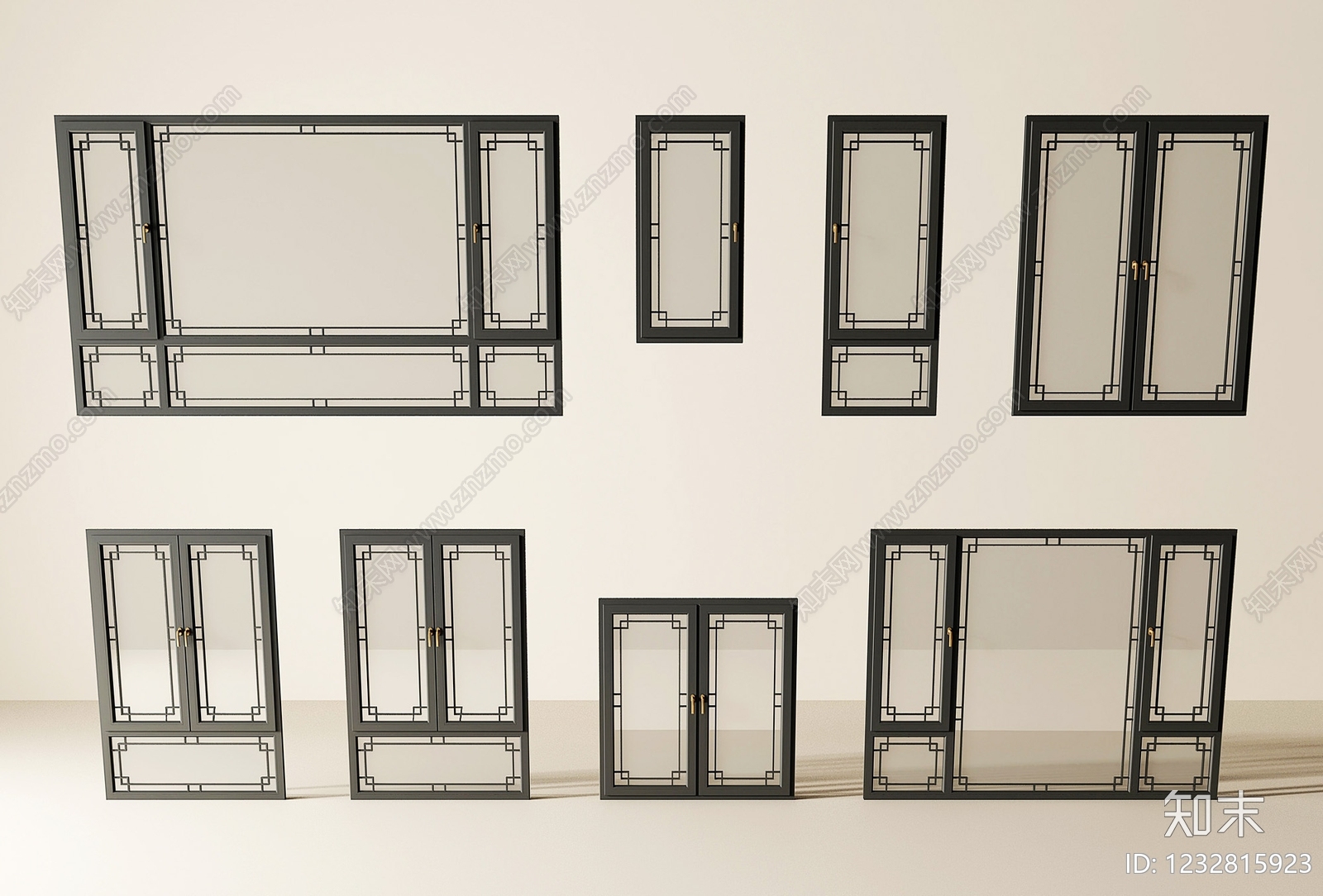 新中式窗3D模型下载【ID:1232815923】