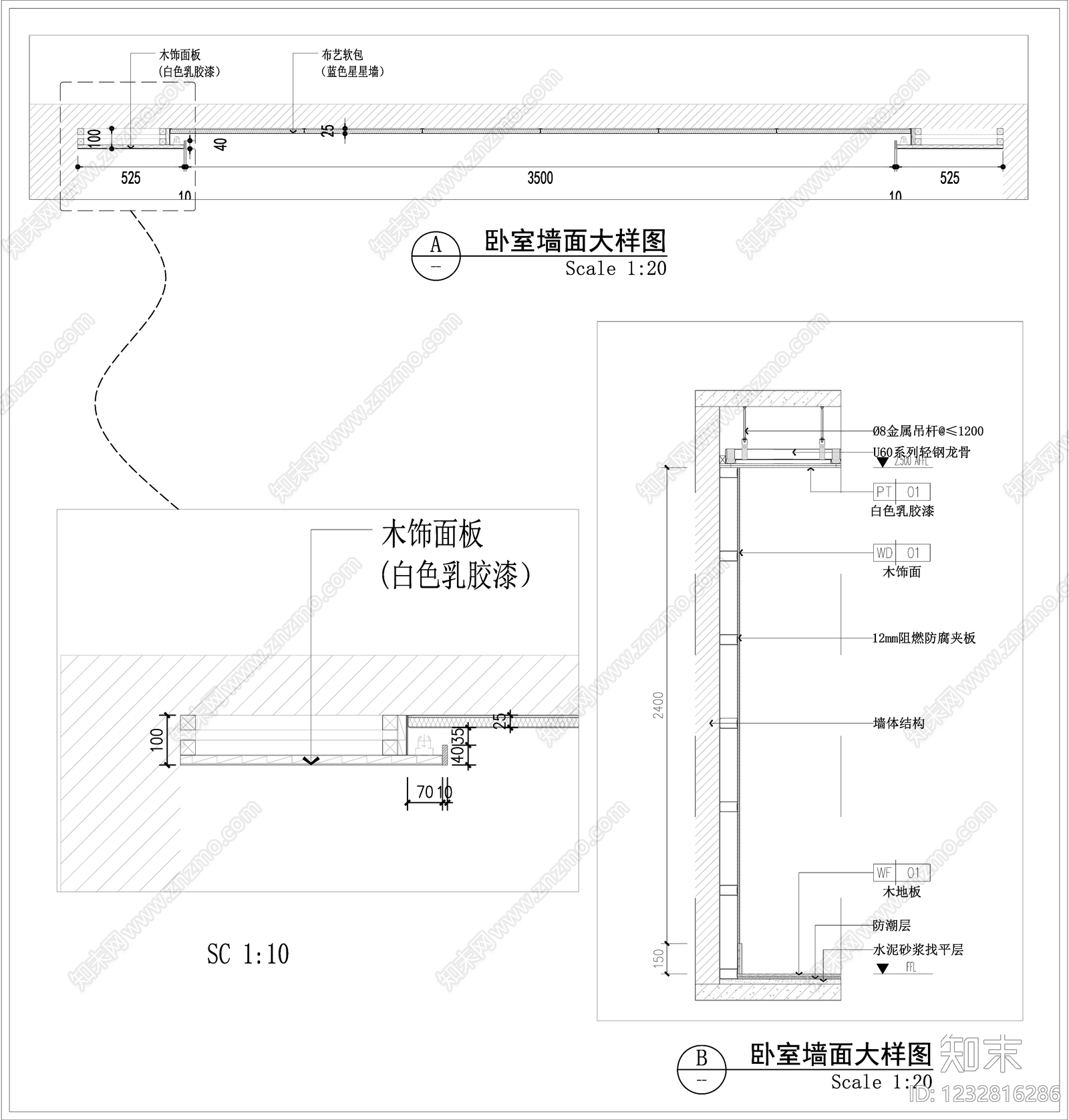 儿童房cad施工图下载【ID:1232816286】