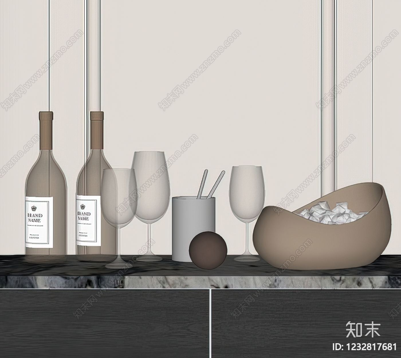 轻奢酒具SU模型下载【ID:1232817681】