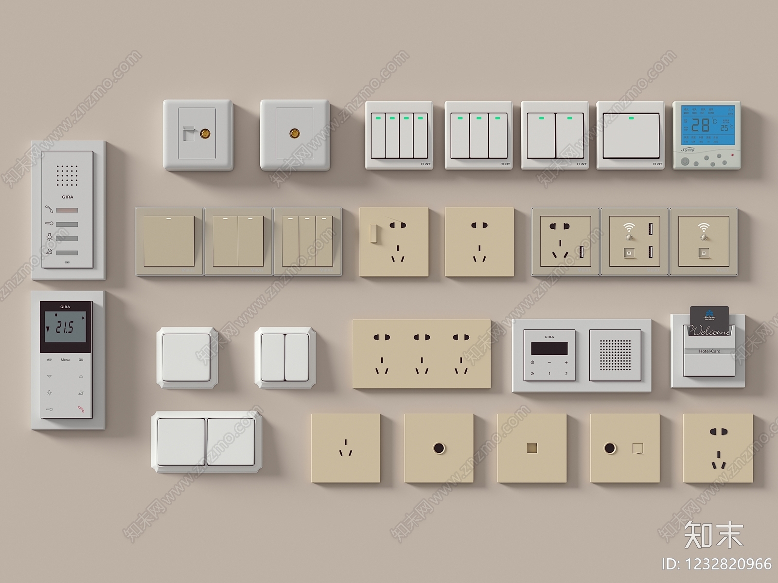 现代简约开关3D模型下载【ID:1232820966】