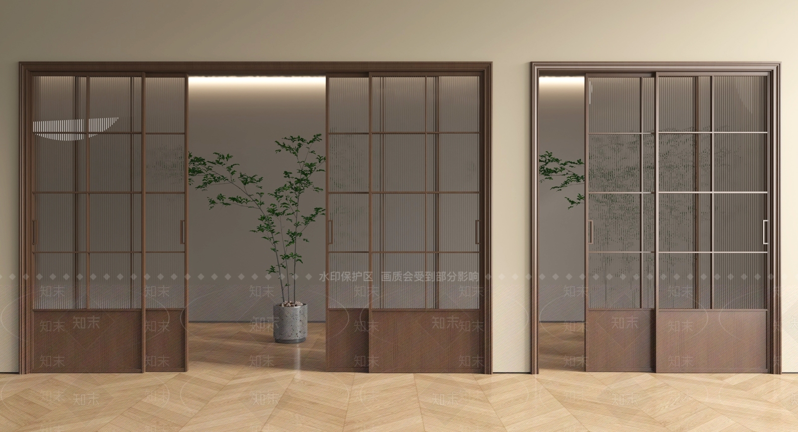新中式推拉门SU模型下载【ID:1232822681】