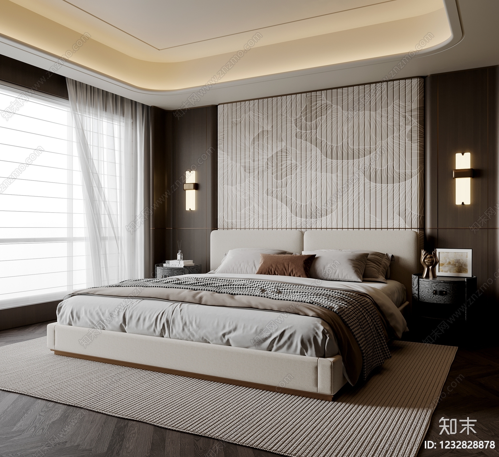 轻奢主卧SU模型下载【ID:1232828878】