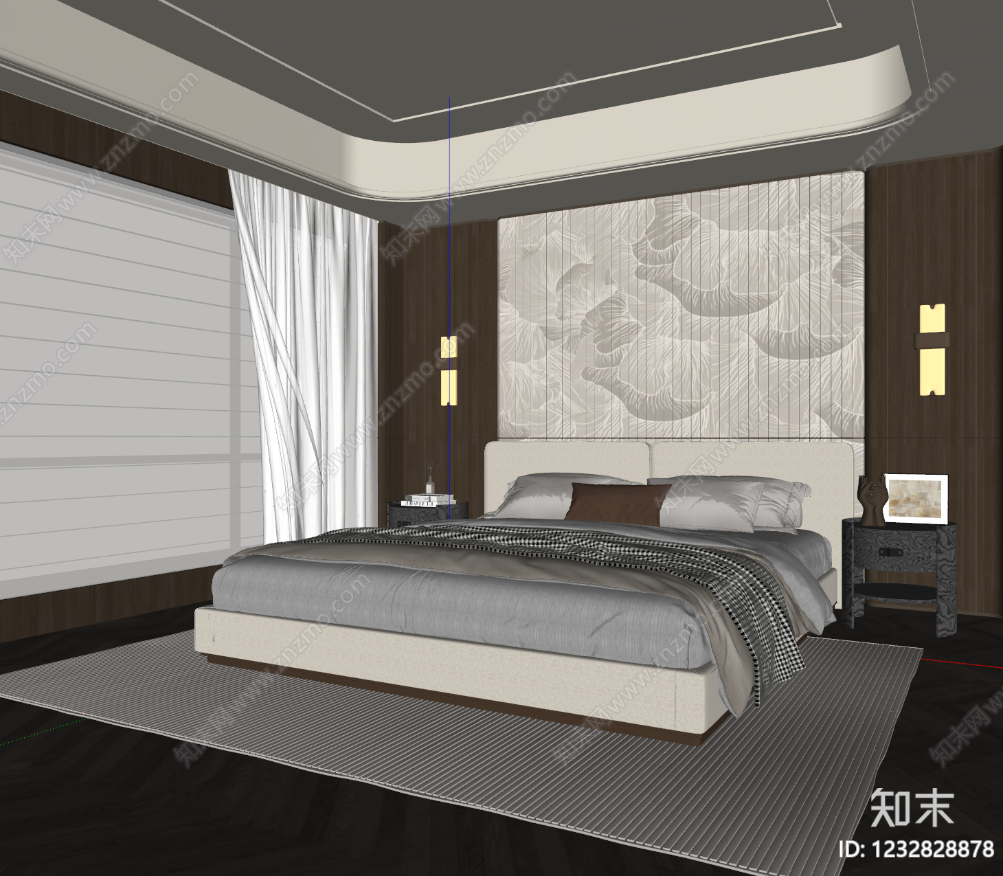 轻奢主卧SU模型下载【ID:1232828878】
