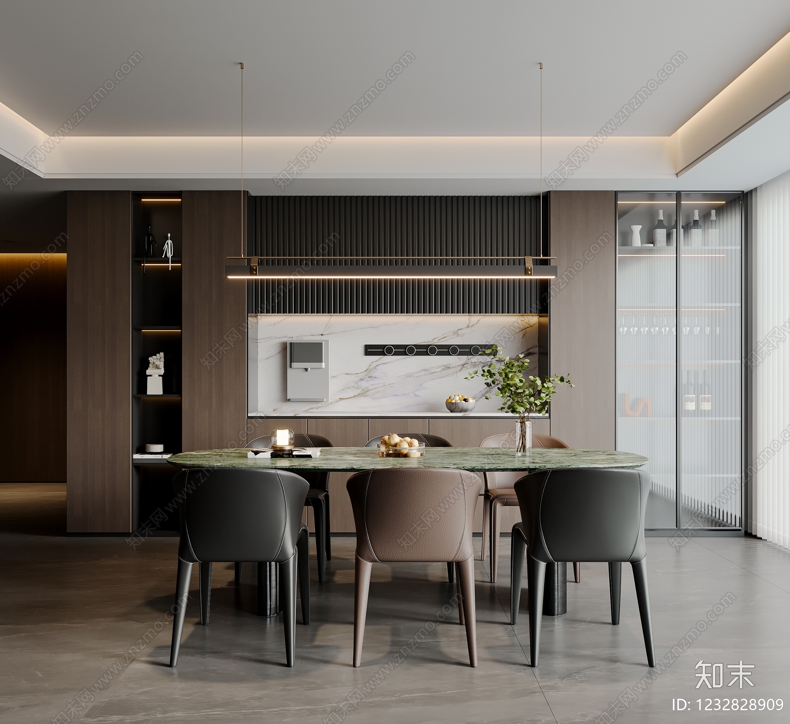 意式极简家居餐厅3D模型下载【ID:1232828909】