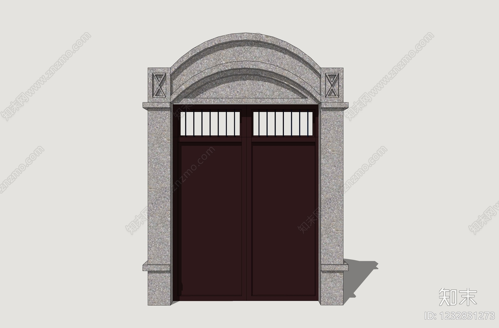 欧式古建双开门SU模型下载【ID:1232831273】