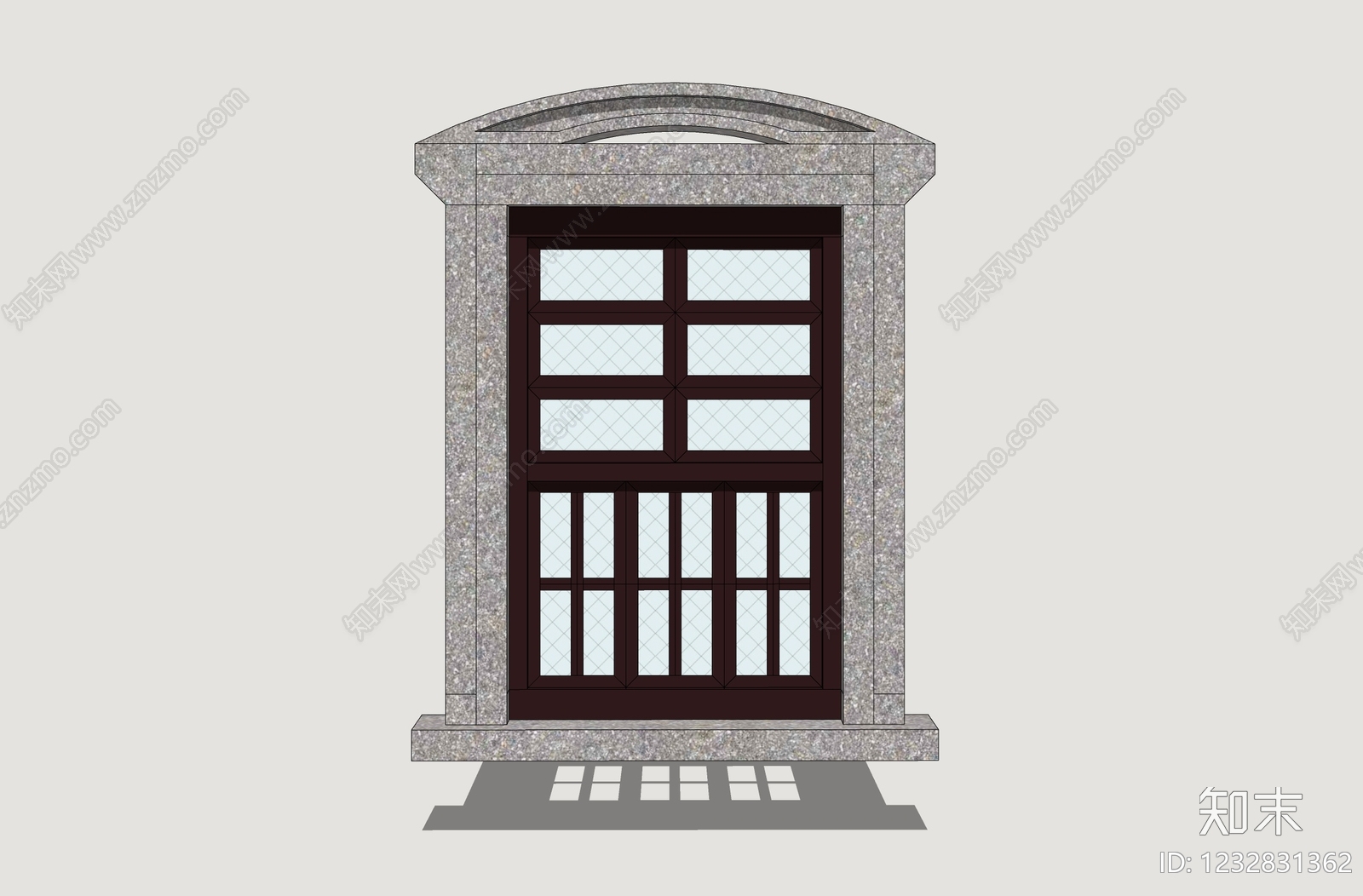 欧式古建落地窗SU模型草图