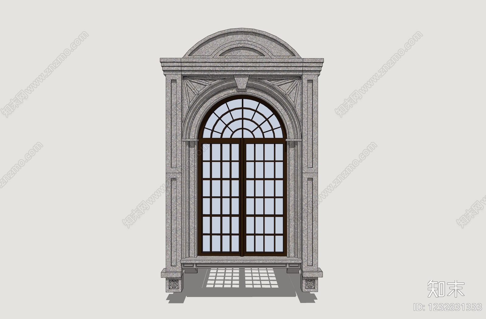欧式古建平开窗SU模型下载【ID:1232831333】