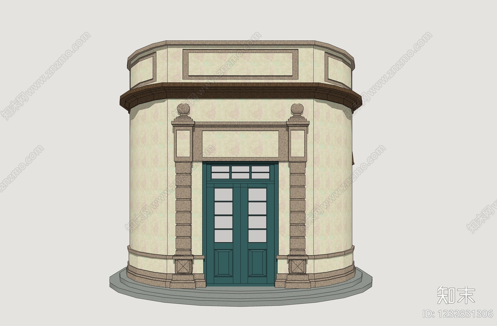 欧式古建门卫室SU模型下载【ID:1232831306】
