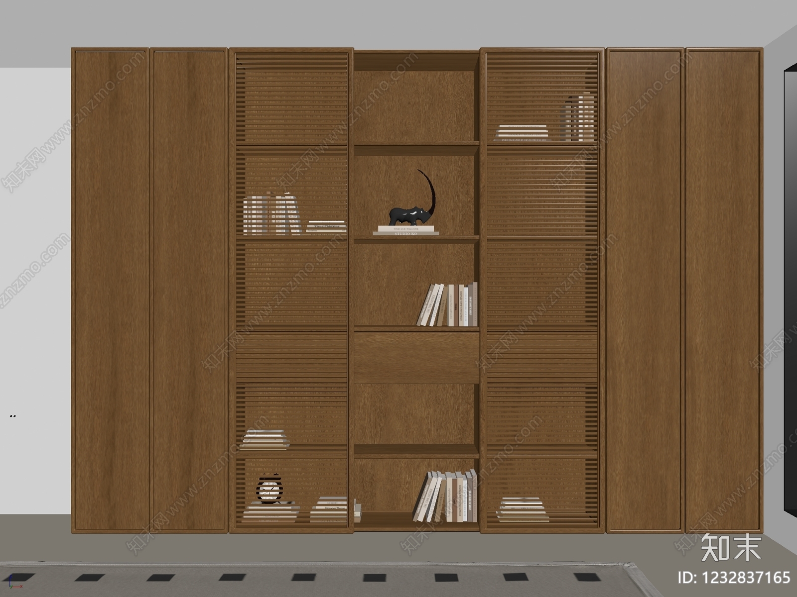 中古风书柜SU模型下载【ID:1232837165】