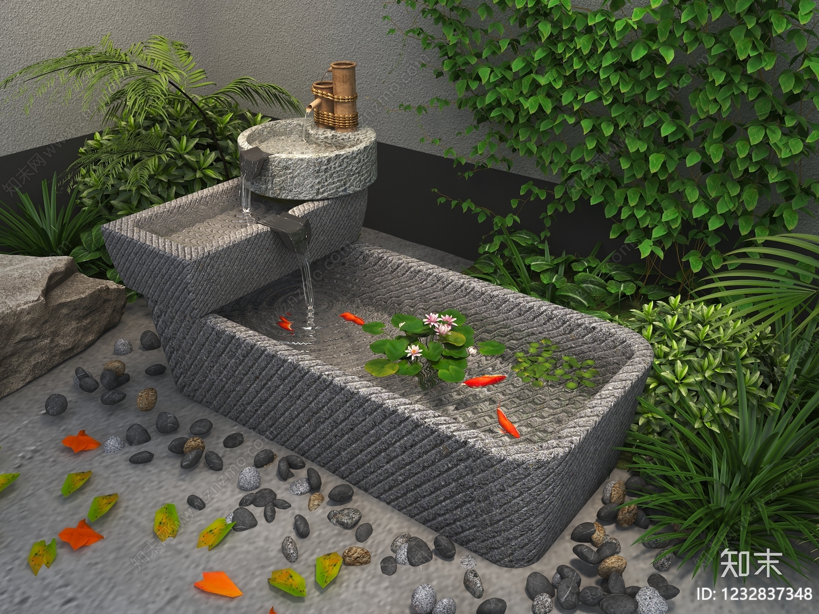禅意室内景观3D模型下载【ID:1232837348】