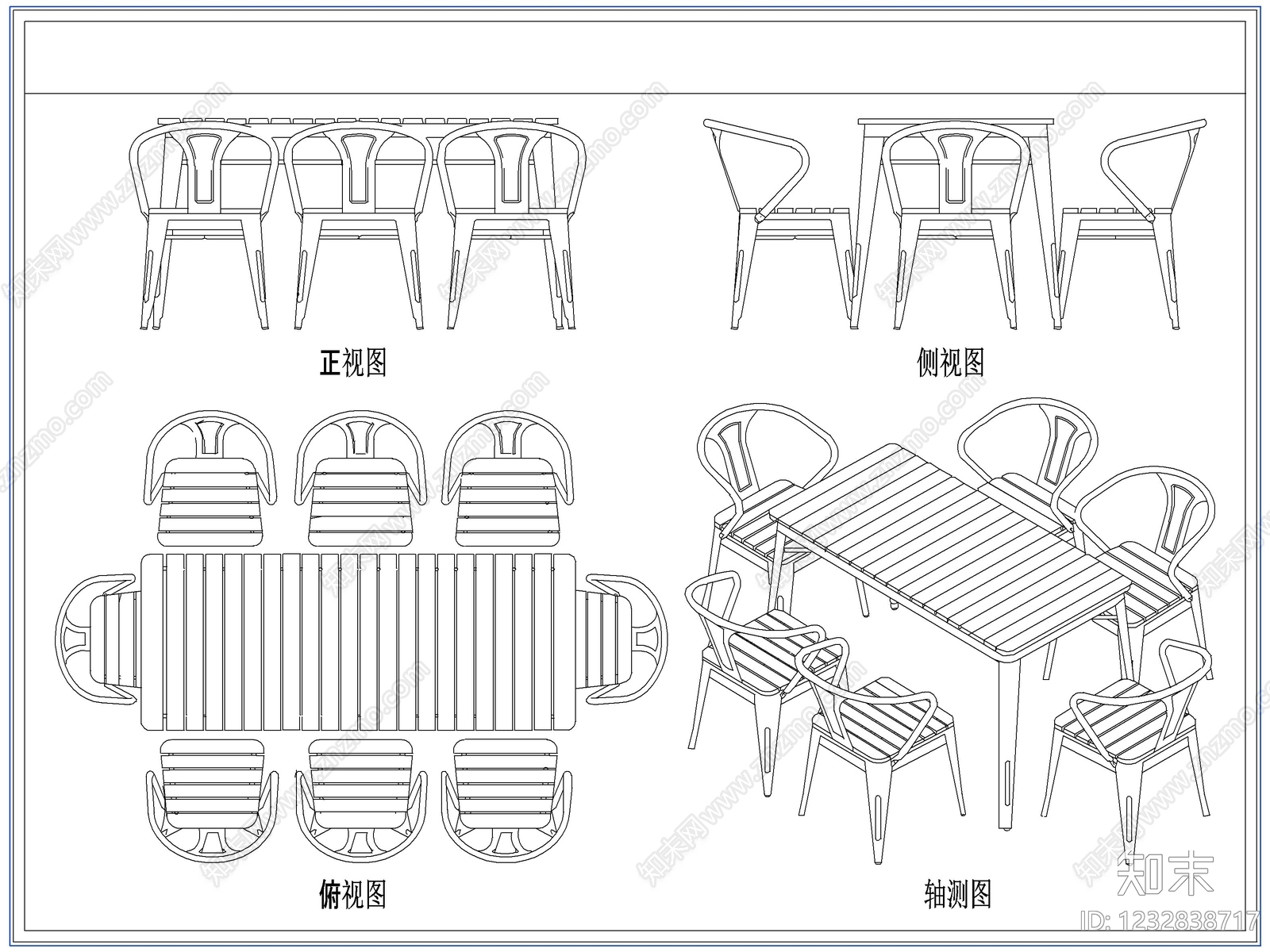 桌椅cad施工图下载【ID:1232838717】