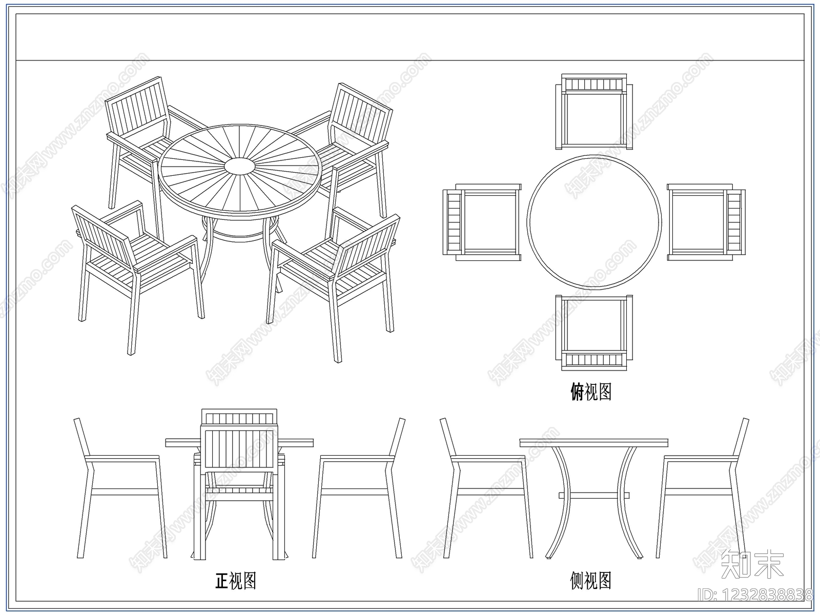 桌椅cad施工图下载【ID:1232838838】