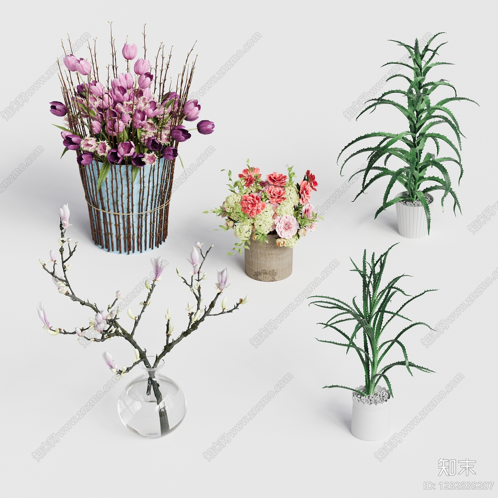 现代简约花盆3D模型渲染效果图