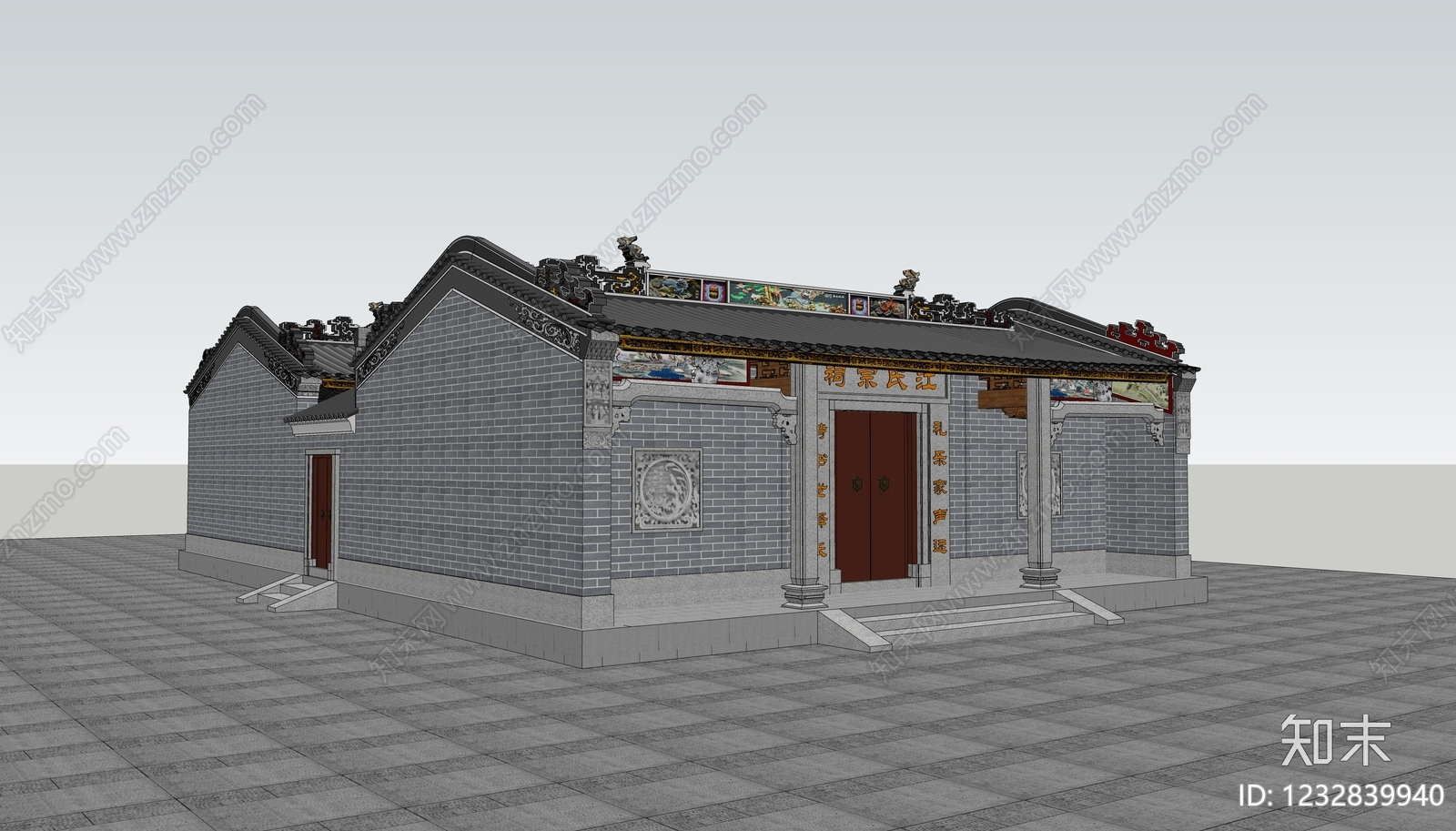 中式古建古建筑SU模型下载【ID:1232839940】