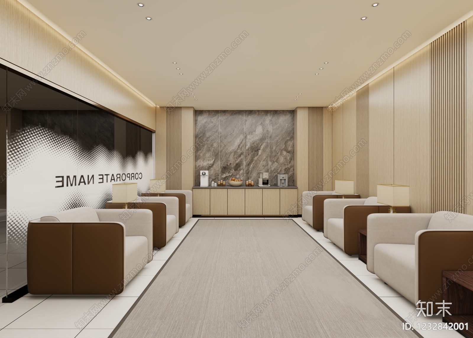 现代简约办公大厅3D模型下载【ID:1232842001】