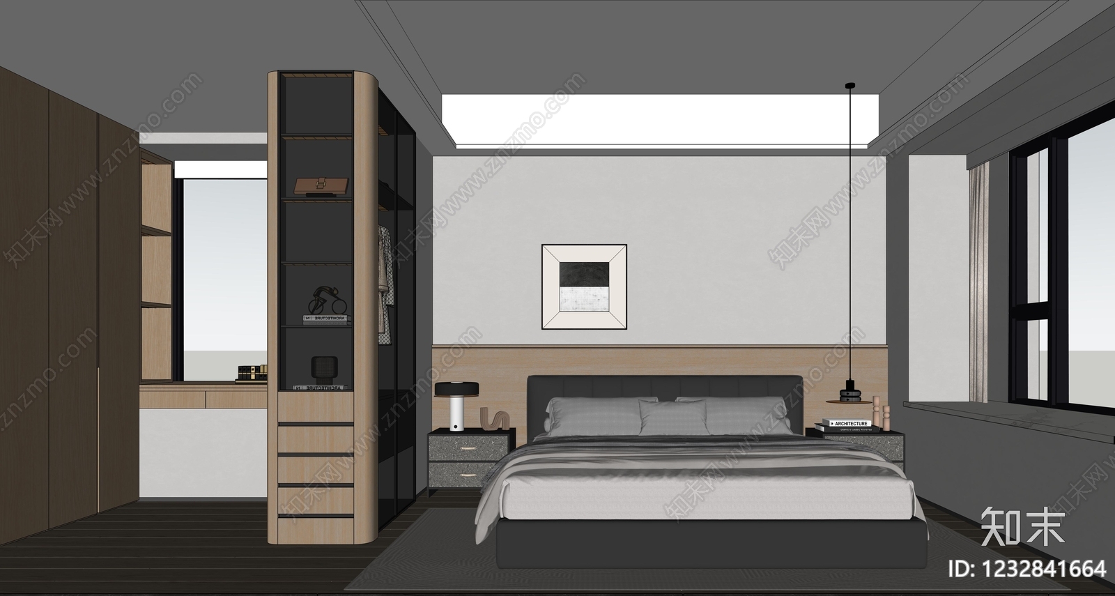 原木风主卧SU模型下载【ID:1232841664】