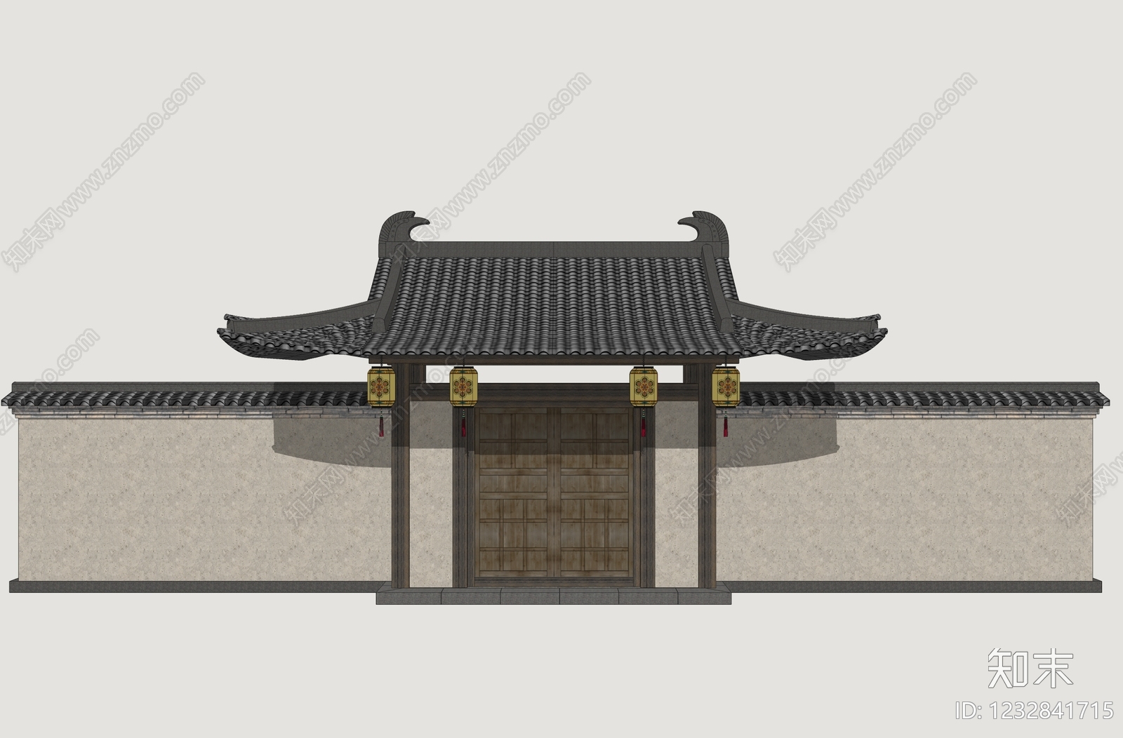 中式古建民宿门头SU模型下载【ID:1232841715】