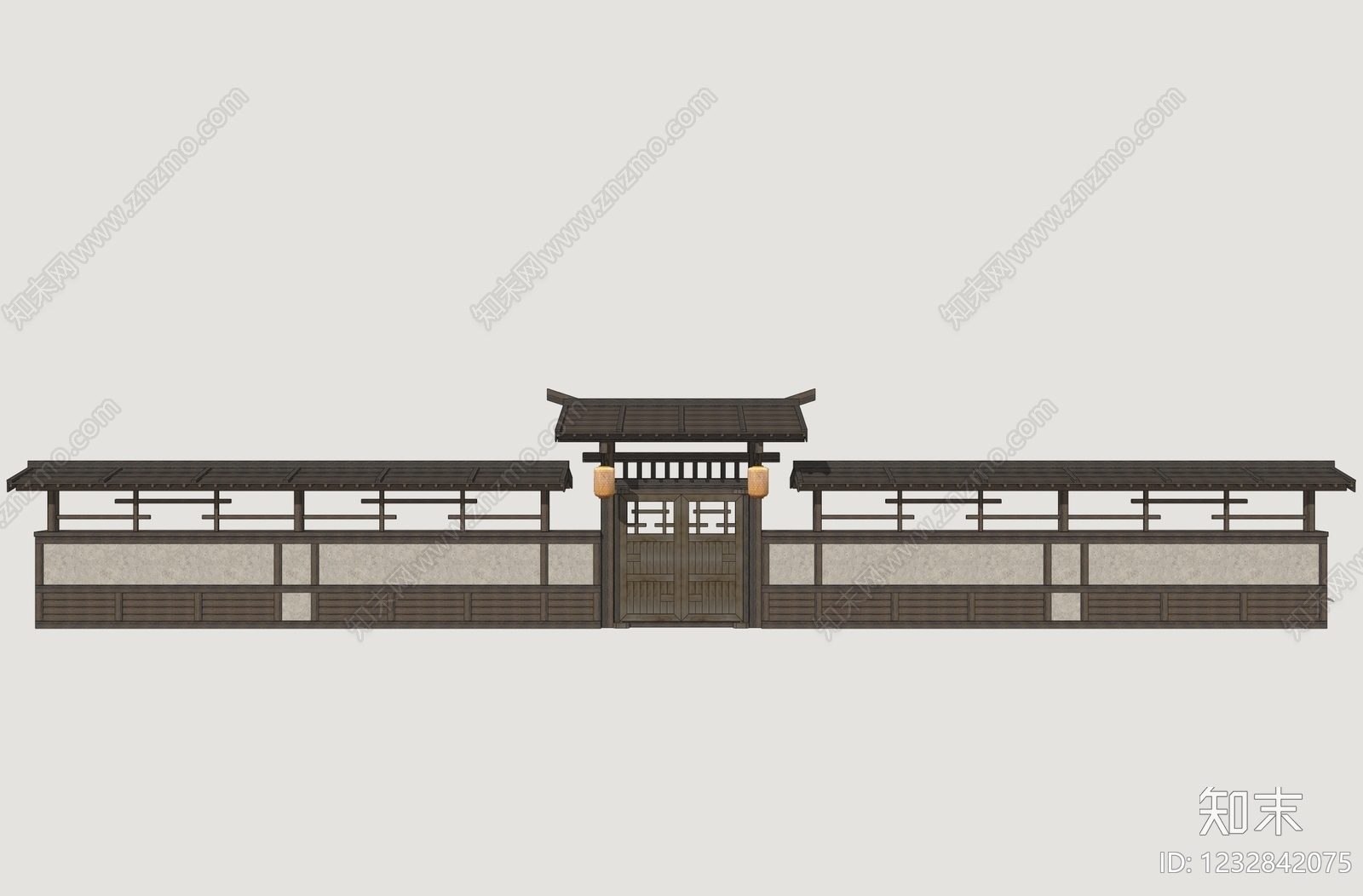 中式入口大门SU模型下载【ID:1232842075】
